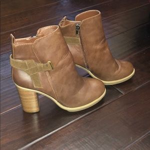 Brown platform booties
